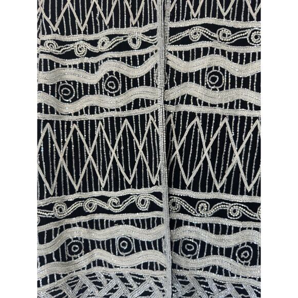 Adrianna Papell Evening Black Silver Formal Beaded Dressy Silk Jacket Medium - Picture 7 of 13